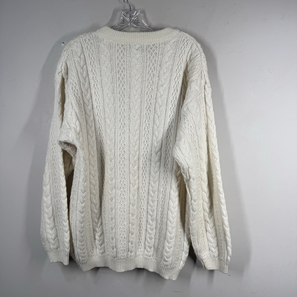 VTG Together! Sweater Womens L Cream Embroidered Teddy Bear Wool Cable Knit 90s - Picture 12 of 16